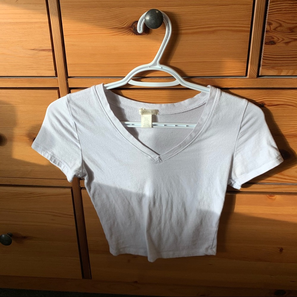 V-Neck white crop top